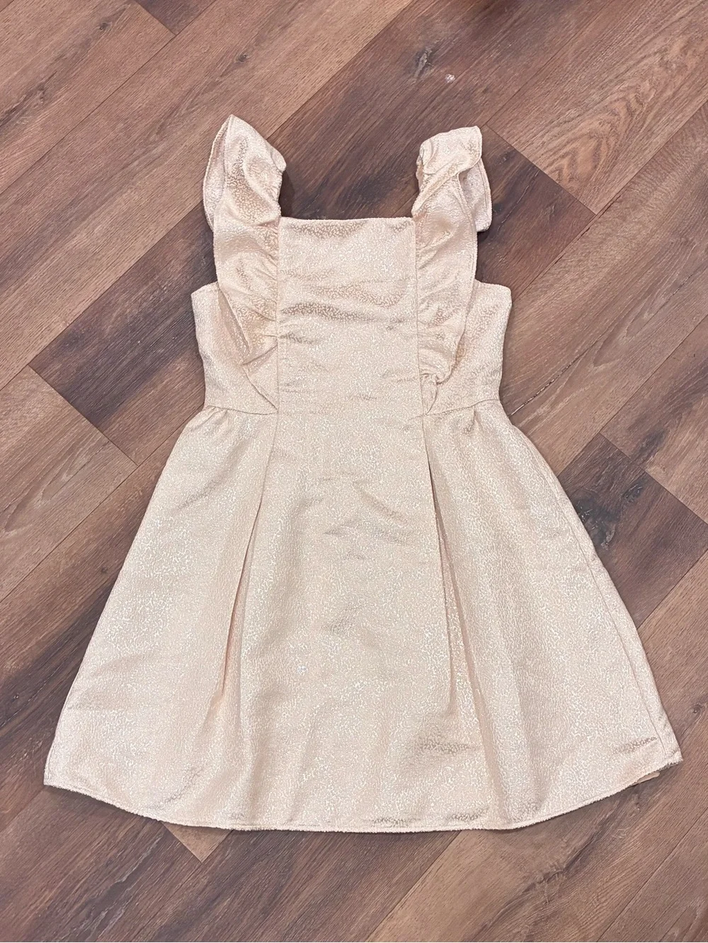 NWT Janie & Jack Gold Formal Dress Shimmer Sparkle Lined Summer Outfit 12 Girl